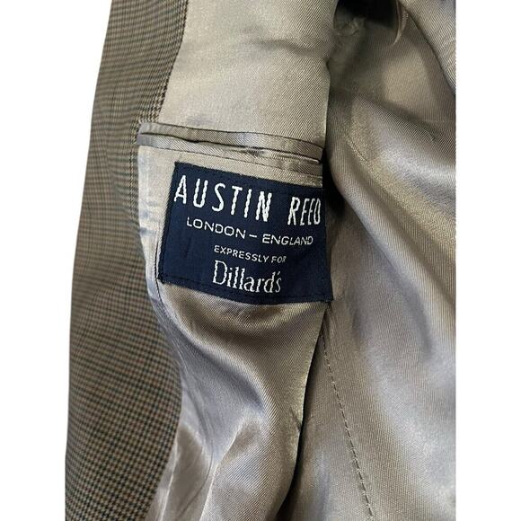 Austin Reed 44S Brown Houndstooth Wool Blazer | 3-Button Sport Coat - Picture 3 of 9